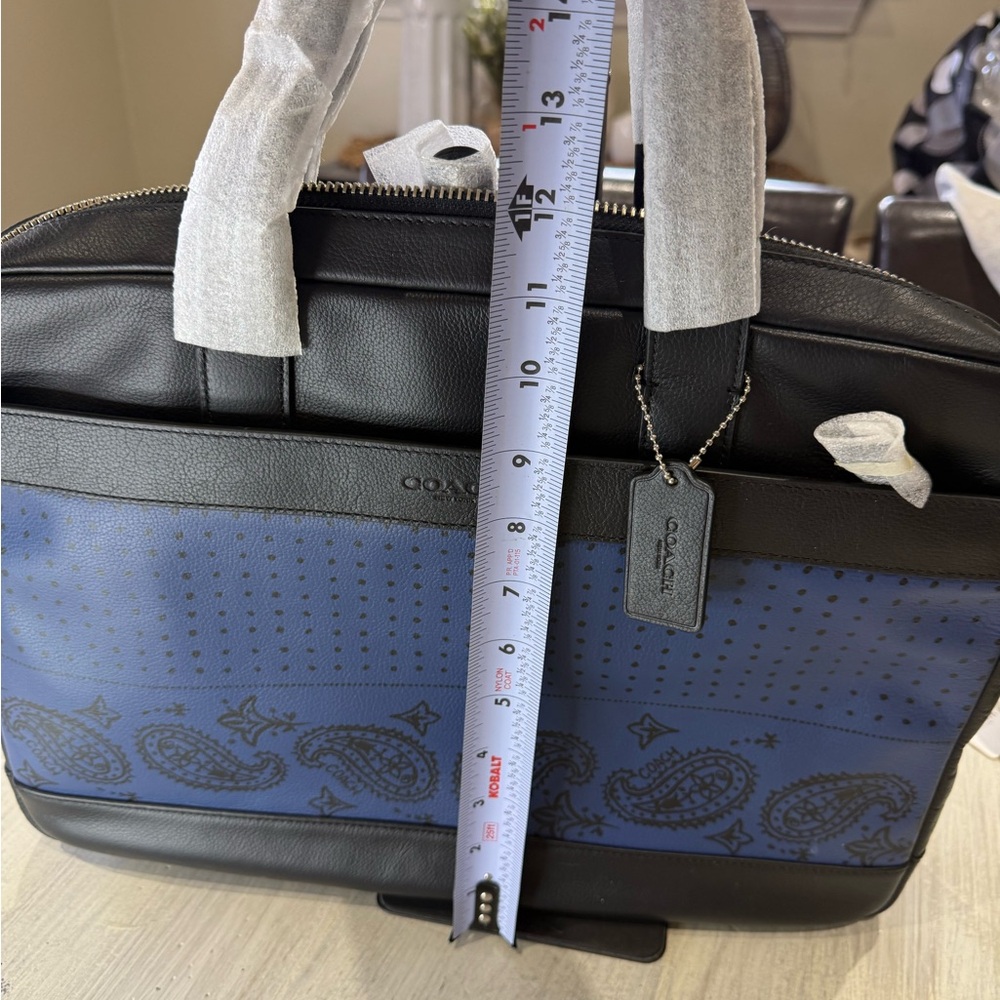 Coach Hamilton Blue and Black Paisley Leather Briefcase - Picture 12 of 13